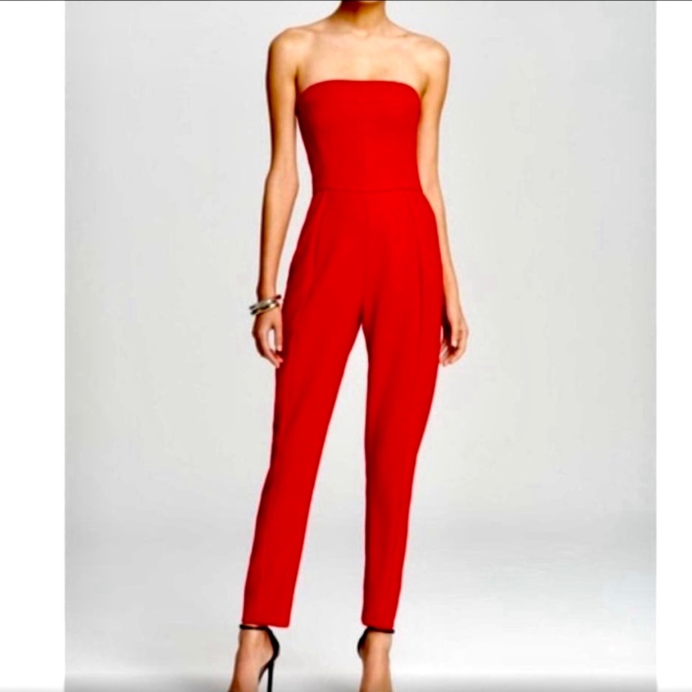 Like New BLACK HALO red size 6 strapless jumpsuit